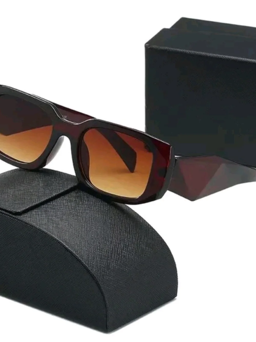 Men's Rectangular Sunglasses - Brown Frame with Brown Gradient Lenses